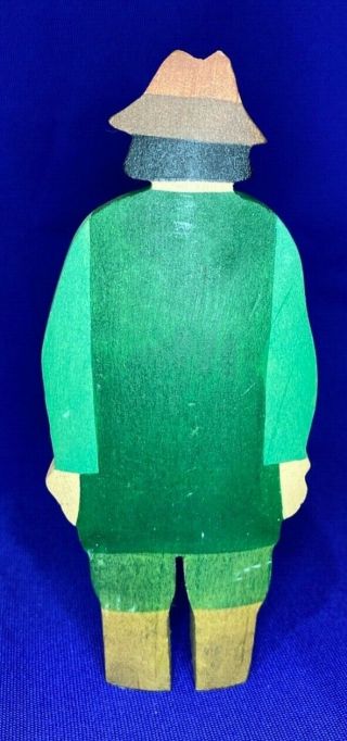 KINDERKRAM / Ostheimer wooden MAN in hat with mustache RARE tag green 2