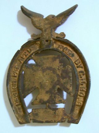 Antique Masonic Cast Iron Metal Good Luck Horseshoe with Eagle Wall Plaque 2