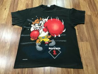 Large Vtg 1993 Looney Tunes Taz Boxer Boxing 90s Single Stitch Anvil T - Shirt Usa