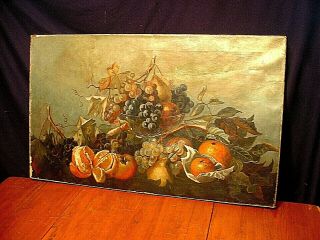 Large 30 " Antique Victorian Still Life Fruit Painting