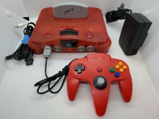 Nintendo 64 N64 Watermelon Red Console W/ Controller & Cables Authentic,  Smash