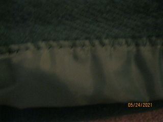Vintage 100 Acrylic Twin Blanket Satin Trim Forest Green USA - 66 