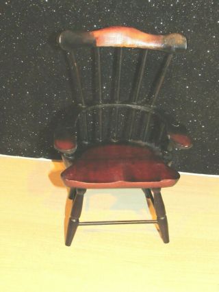 Vintage Wood Doll Furniture High Back 8 " Chair W/ Arms