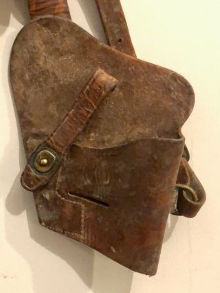 Antique Enger Kress " U.  S.  " Wwii Army Leather Shoulder Gun Holster