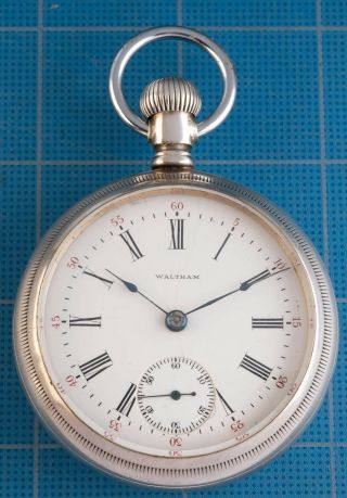 Antique Waltham 18 Size 17 Jewels Pocket Watch In Sterling Silver Case