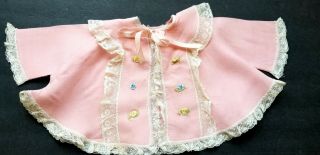 Vintage Wonderful Pink Bed Jacket With Fancy Trims For Large Baby Dolls