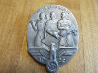 Vintage Aluminum Nazi Germany Labor Day Pin 1935