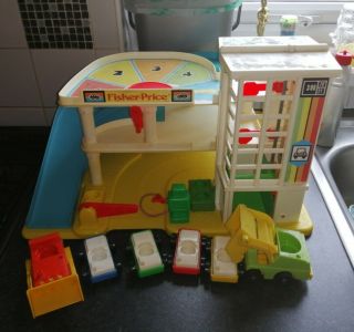 Vintage Fisher Price Garage Lovely With Box Dated 1987