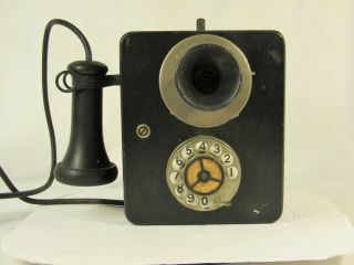 Antique Automatic Electric Wood Case Wall Mount Rotary Telephone
