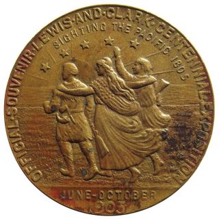 1905 Lewis & Clark Expo Official Medal Bronze - Hk - 327,  Portland Oregon Token