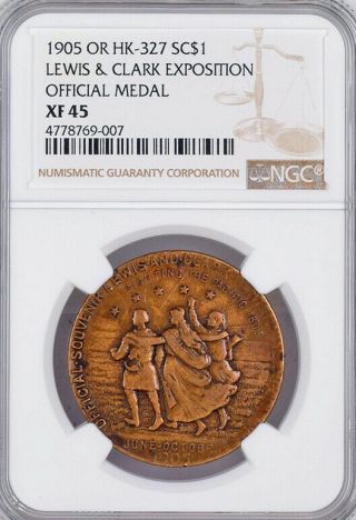 1905 Lewis & Clark Expo Official Medal - Hk - 327,  Xf45 Ngc,  Portland Oregon Token