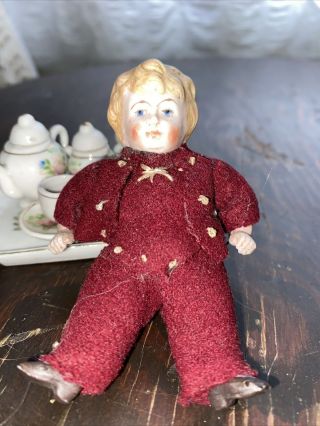 Antique German All Bisque Doll 3.  5” Clothing