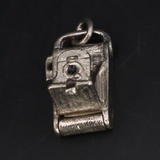 Vtg Sterling Silver Antique Picture Camera Photography Bracelet Charm Opens - 6g