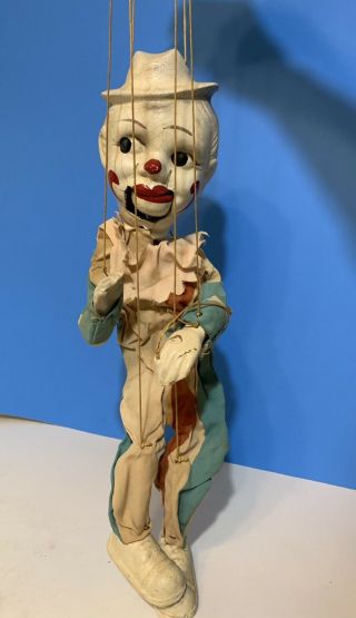 Antique Marionette String " Talking " Puppet Clown By Howdy Doody 15 "