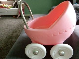 Vintage Little Tikes White Pink Carriage Doll Stroller Buggy 1984 Metal Handle