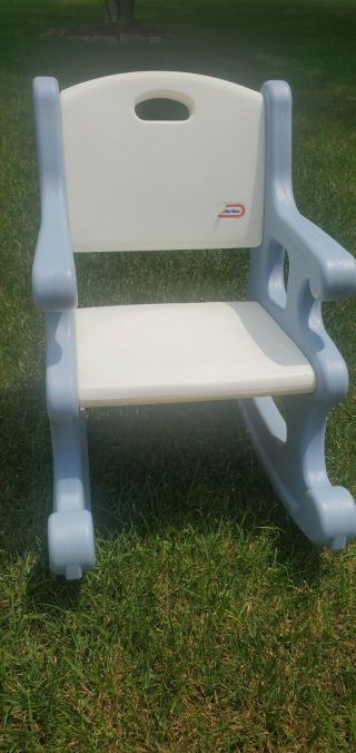 Vintage Little Tikes Child Size Rocking Chair Blue And White 1980s
