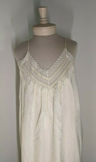 Vintage 1950s Christian Dior Lingerie Ivory Satin Nightgown,  Size Medium Small