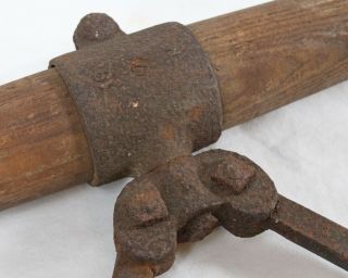 Antique Leach 2 - Man Logging Tongs 46.  5” Wood Iron Log Carrier Hook Lifter Hauler 2