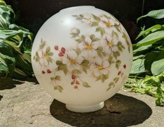 Antique Victorian Hand Painted Glass Gwtw Round Globe Oil Banquet Lamp Shade 9 "