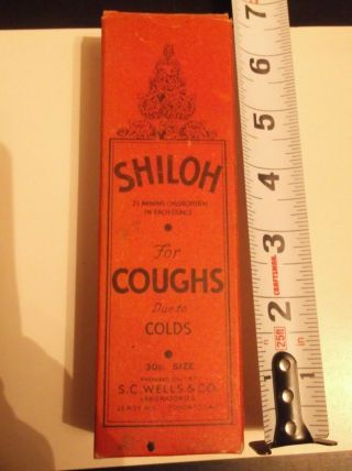 Antique - Cough Medicine Bottle & Box,  Shilo For Coughs Due To Colds - 502