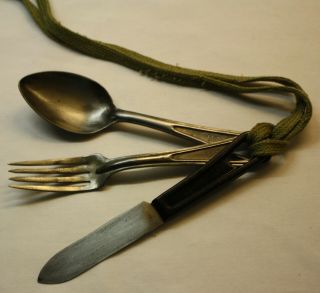 Antique Or Vintage Wwii U.  S.  Army Silco Mess Kit Utensils: Knife,  Fork & Spoon