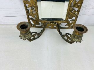 Antique mirror With Double Candle Holder Wall Scones Vintage Decor 2
