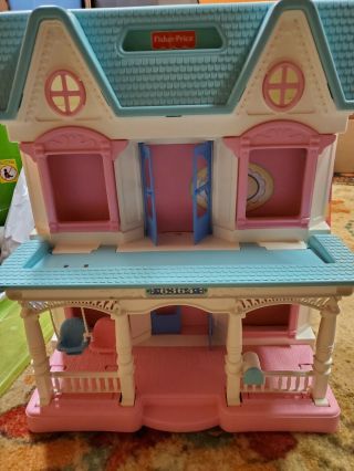 Vintage 1993 Fisher Price Loving Family Dollhouse Folding House 6364 With Swing