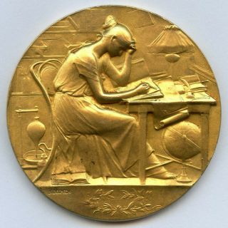 France Education Gilded Award Bronze Art Medal By Delpech 41mm 29gr