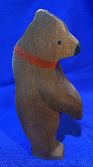 Kinderkram/ Ostheimer Brown Bear Wooden Red Collar Toy Rare With Tag German
