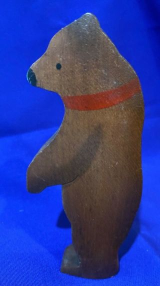 Kinderkram/ Ostheimer BROWN BEAR Wooden Red collar toy RARE with tag German 2