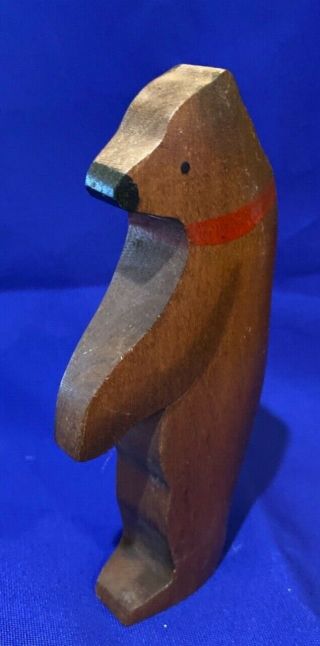 Kinderkram/ Ostheimer BROWN BEAR Wooden Red collar toy RARE with tag German 3
