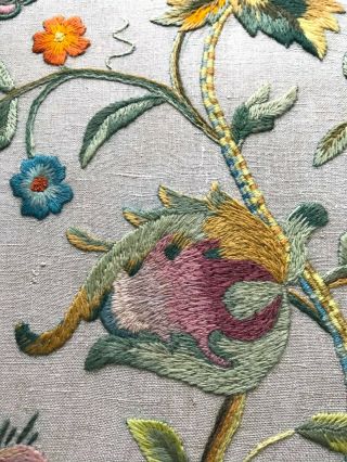 Crewel Embroidery Panel Jacobean/arts & Crafts Wool Work Tapestry Tree Of Life