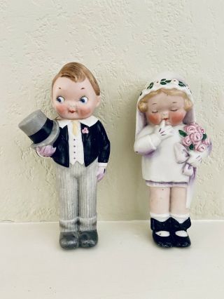Vintage Large 6” Tall Bisque Kewpie Dolls Wedding Cake Topper Made In Germany