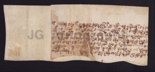 Antique 16th Century English Indenture In Latin - 18.  5 X 4.  5 " On Vellum