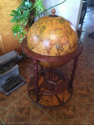 Vintage Old World Globe Bar Cart Attractive Display Practical Decorative Accent
