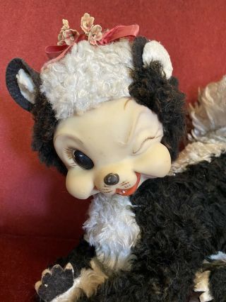 Vintage 1950s Rushton Stinky Winky Skunk Rubber Face Plush Stuffed Animal