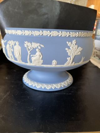 Wedgewood Jasperware Light Blue And White Large Footed Bowl