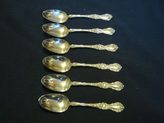 Six {6} 1835 R.  Wallace Floral Silverplate 8 1/4 " Tablespoons - S Monogram - {nice}