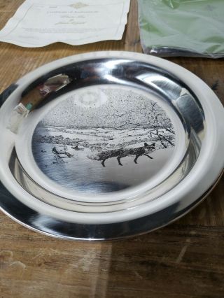 1974 James Wyeth Sterling Silver Winter Fox Plate,  Franklin