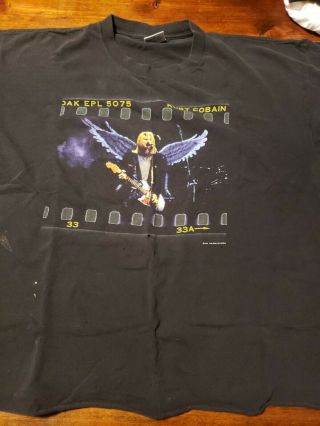 1999 Vintage Nirvana T Shirt Kurt Cobain With Wings Black Men 