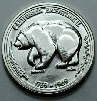 1769 - 1969 California Bicentennial.  999 Silver Medal Coin Bear,  The Golden Land