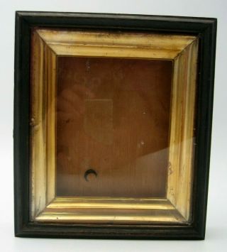 Antique 19c Russian Antique Orthodox Icon Small Kiot Goldplated Frame Shadow Box 2