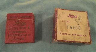 Antique Leica Filter And Lens Boxes With Goerz Dagor Lens And Uv Germany Filter