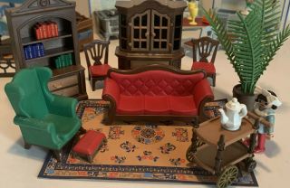 Playmobil Victorian Mansion Dollhouse 5300 Vtg Living & Dining Room Furniture