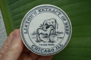 Antique,  ceramic,  (ca 1880 - 1890) Liston ' s,  CHICAGO Illinois Jar pot lid 2