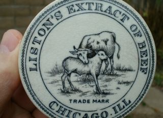Antique,  ceramic,  (ca 1880 - 1890) Liston ' s,  CHICAGO Illinois Jar pot lid 3