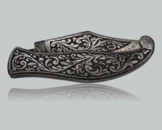 Antique Spanish Fabrica De Toledo Fully Engraved Folding Clasp Knife Navaja