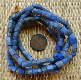 64cm Perles Verre Ancien Antique Venetian Blue Russian African Glass Trade Beads