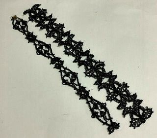Antique Victorian Jet Beaded Mourning Bodice Front / Trim
