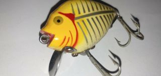 Vintage Fishing Lure Heddon Punkinseed 730 Scarce Yellow Shore